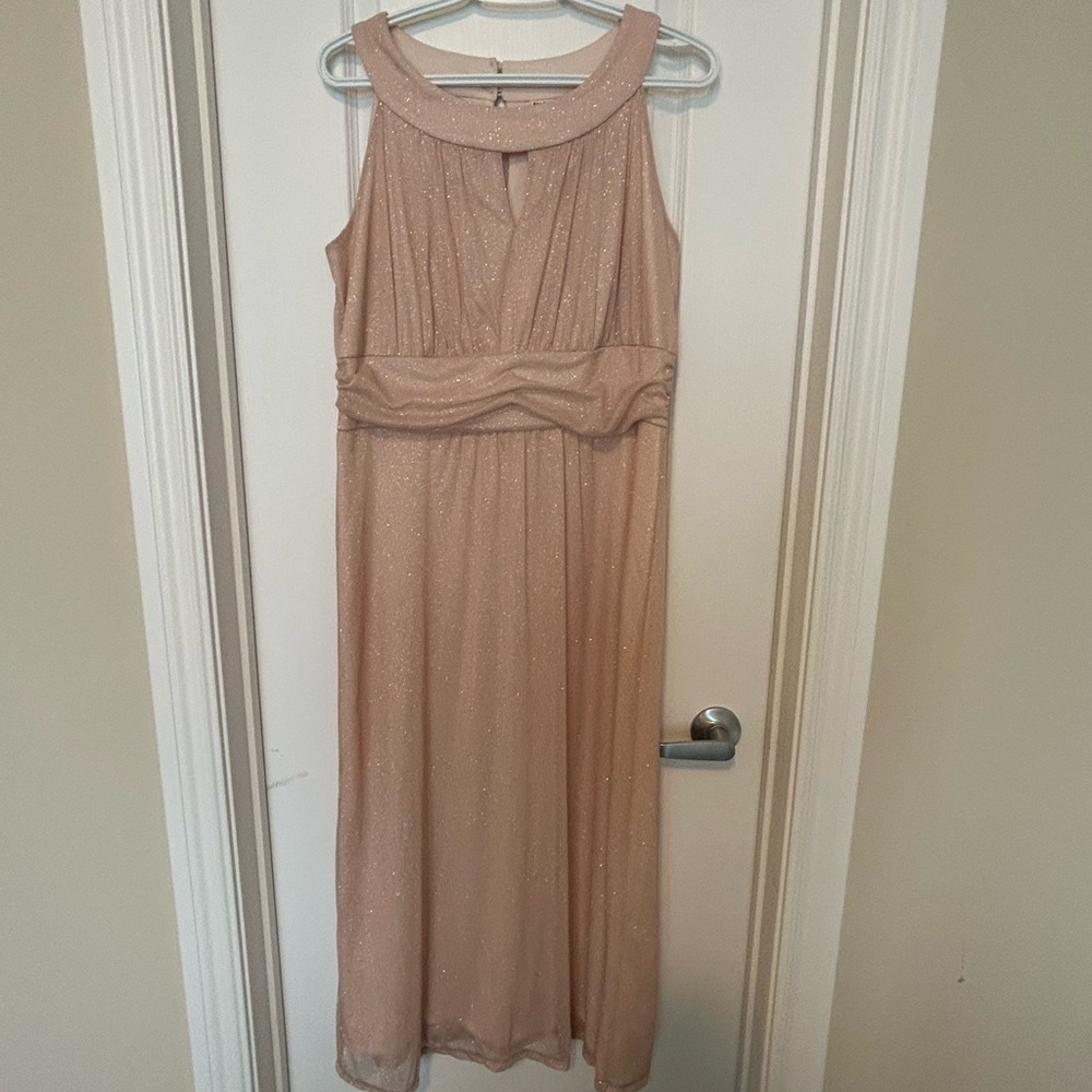 Enfocus Studio Shimmering Beige Midi Dress